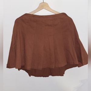 INDIGO RISING PLEATED SKIRT SZ LARGE HIDDEN ZIP COGNAC BROWN